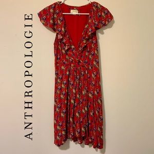 Anthropologie Dress Red Size 8